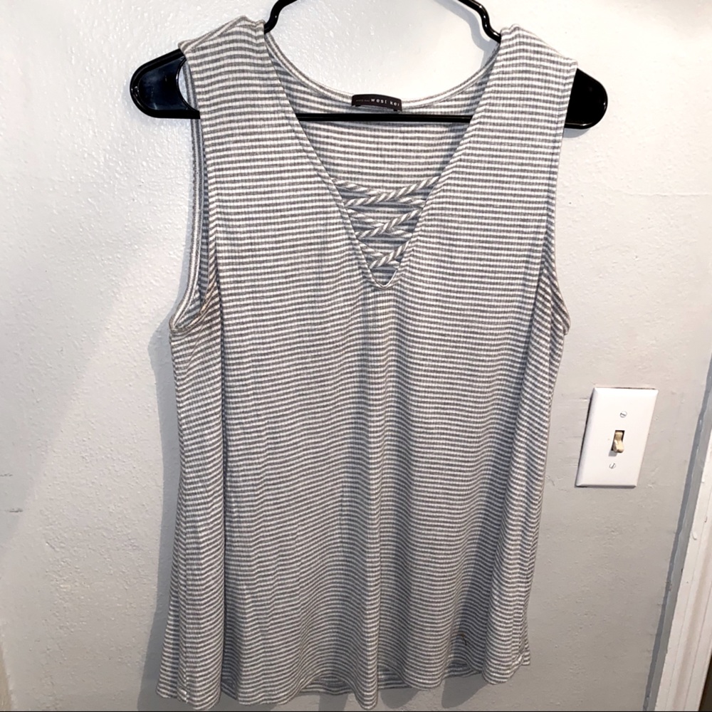 Grey and white stripped tank top
